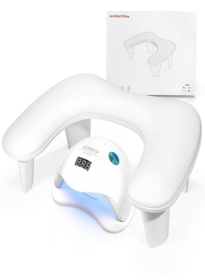 LIONVISON Arm Rest for Nails Tech U Shaped - Comfortable Manicure Nail Hand Rest Pillow Cushion, Nail Armrest Stand for Acrylic Nail Art Tech, Quick Installation, White - Image 1